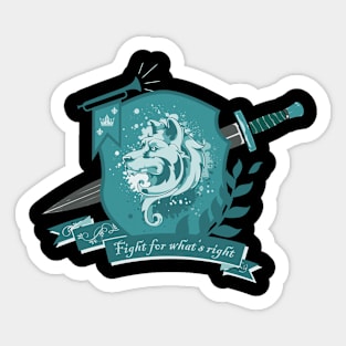Dog crest, fight for what's right - Teal Sticker